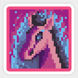 Blue fire horse pixel art Sticker